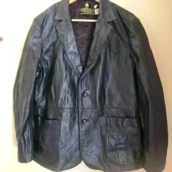 VTG Fidelity Union Made 60s 70s Genuine Black Leather Jacket Men' s Labeled 44 - Picture 2 of 10